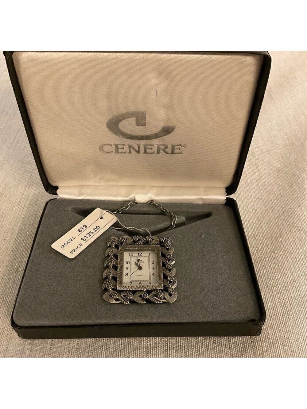 Cenere Quartz Watch Pendant Marcasite Vintage
